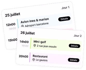 Trip planning preview showing itinerary features